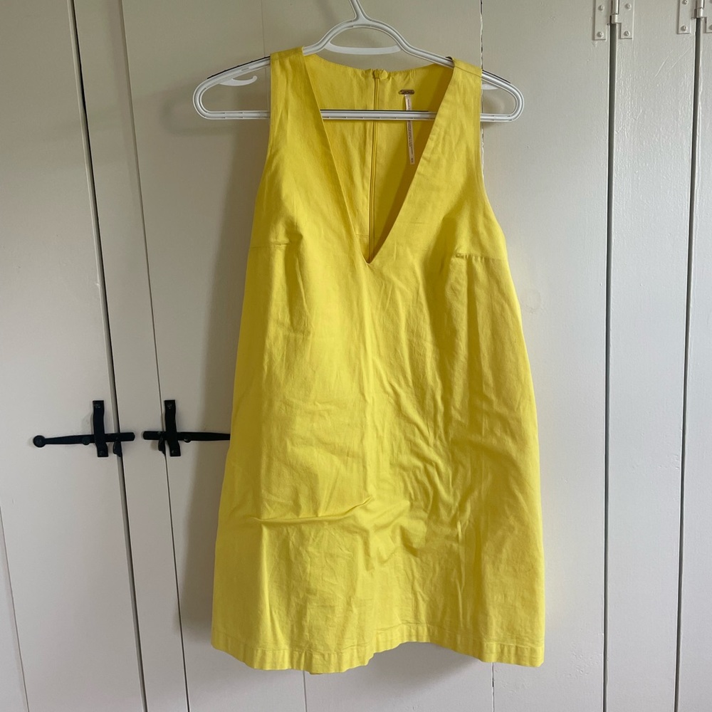 Free People Yellow Cut Out Mini Dress